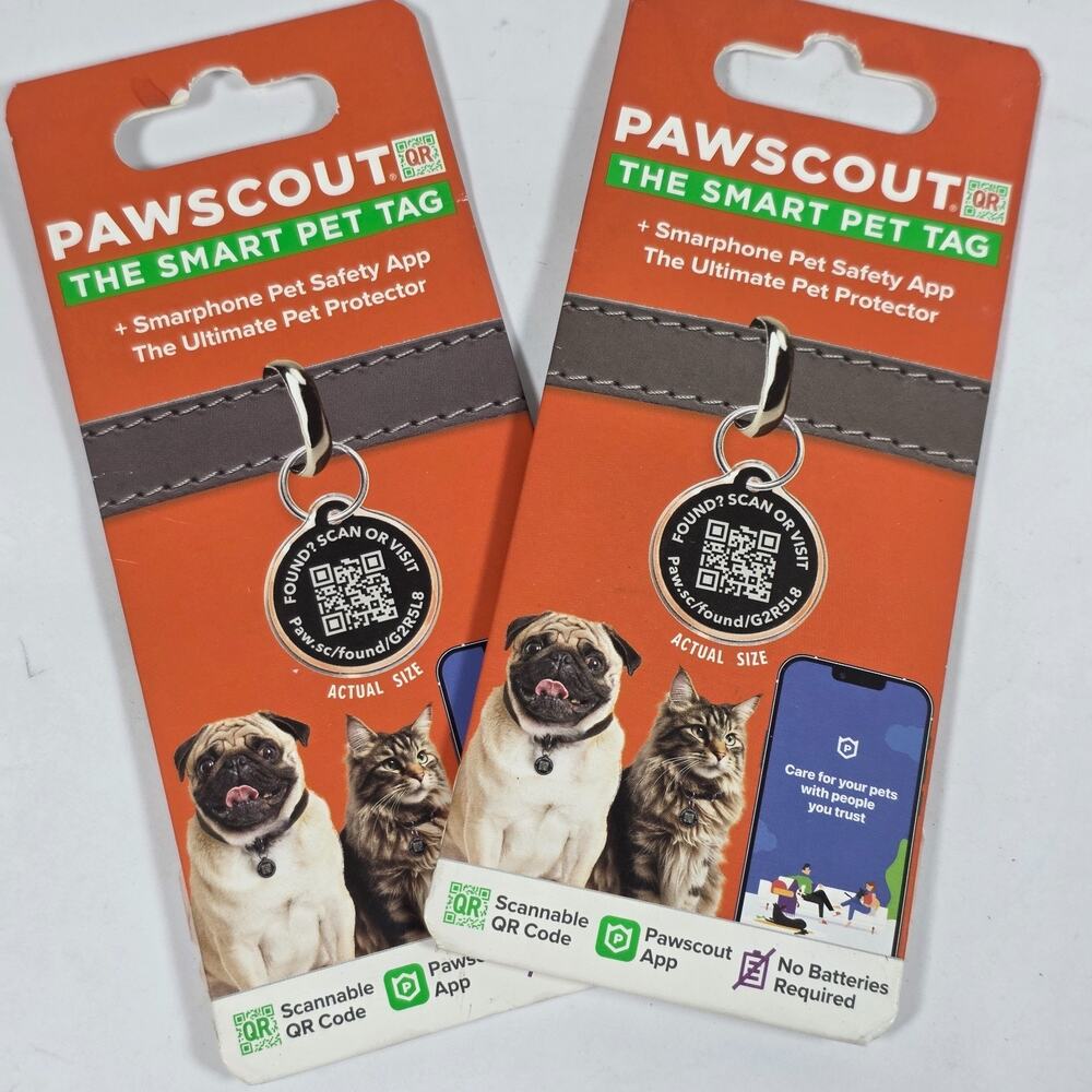 PAWSCOUT Smart Pet Tags QR Finder Dogs Cats Smartphone Pets Safety